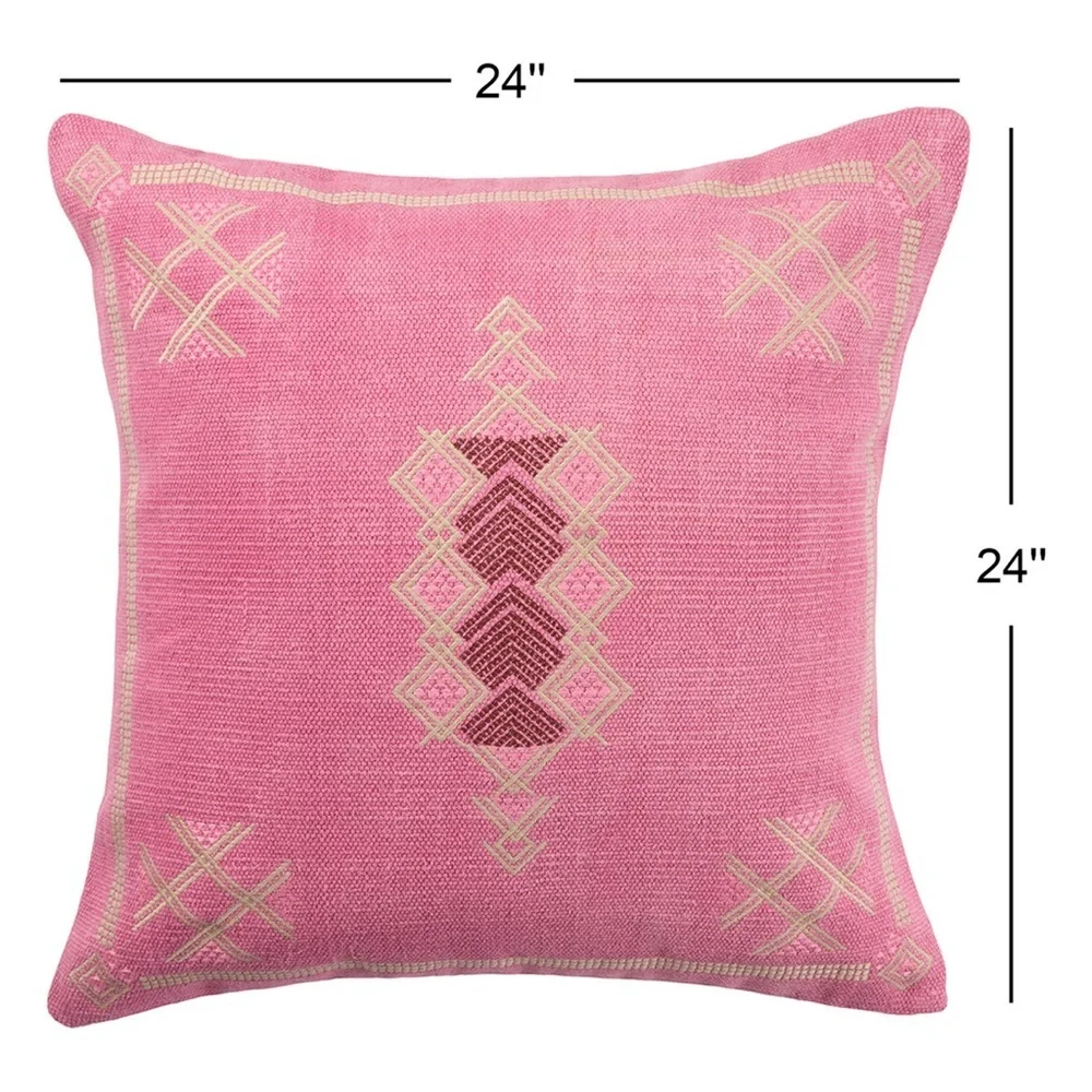 Jaipur Puebla Shazi Pink Tan Tribal Square Throw Pillow 24x24”